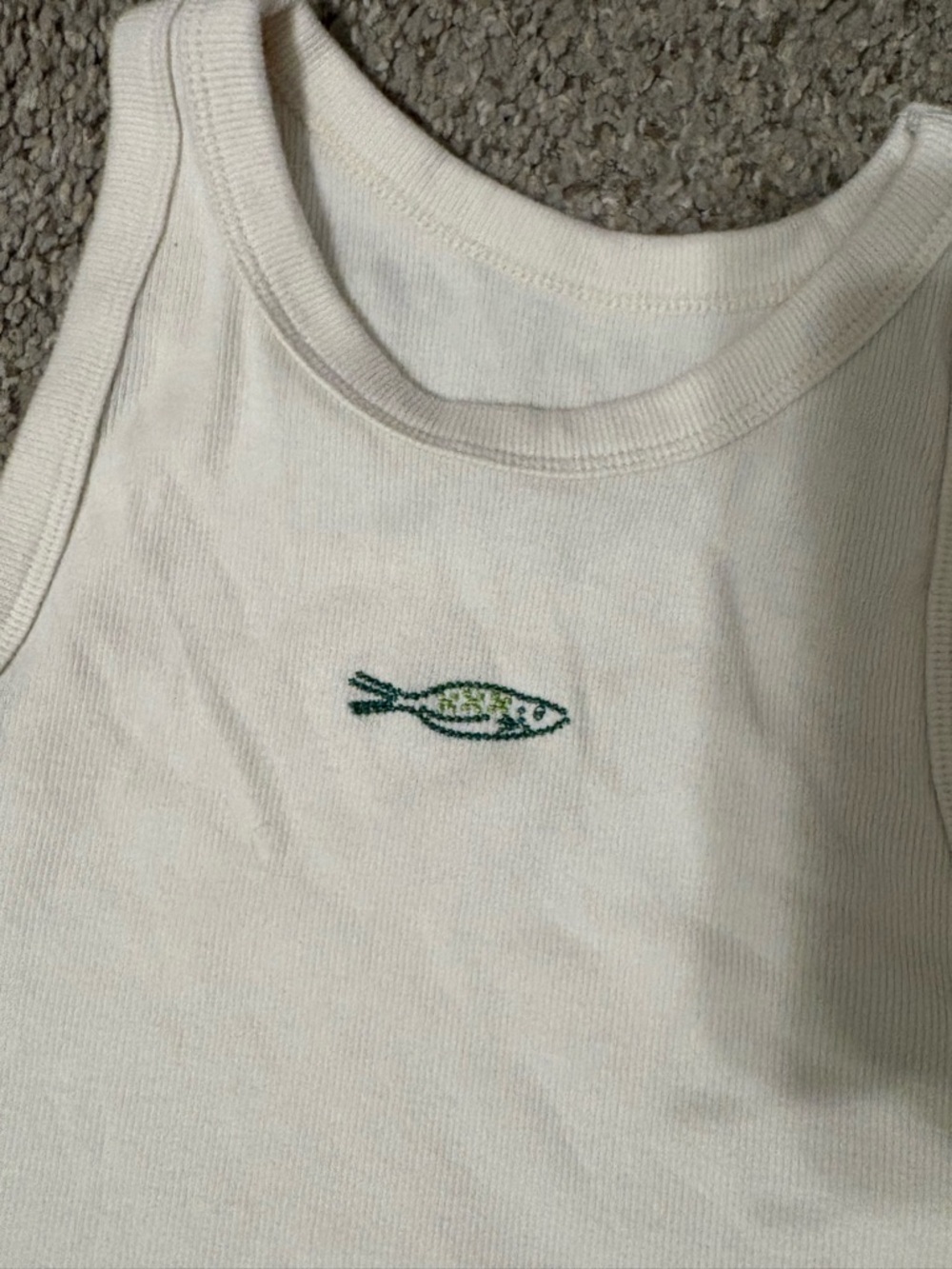a new day White and Green Womens Tank Tops with Embroideries - Picture 3 of 5